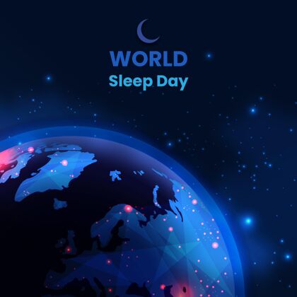 失眠现实世界睡眠日插图与行星地球和恒星庆祝月亮睡眠