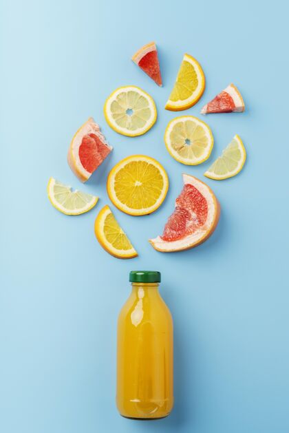 美味顶视图水果健康饮料俯视图蓝莓柑橘