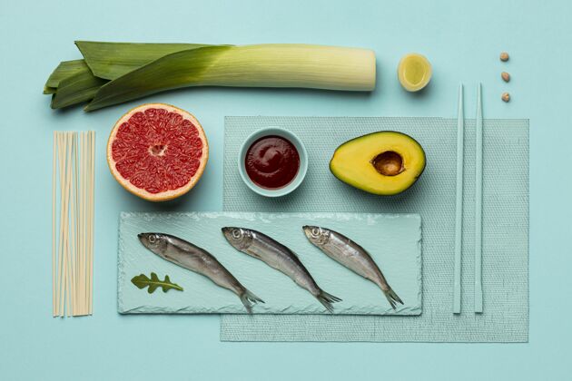 食物俯瞰美味灵活的饮食安排平面图烹饪生活方式