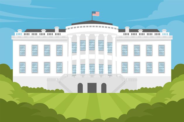 住宅白宫平面设计插画建筑美国美国