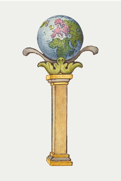 地球仪地球仪在柱子上的插图古董老地球仪