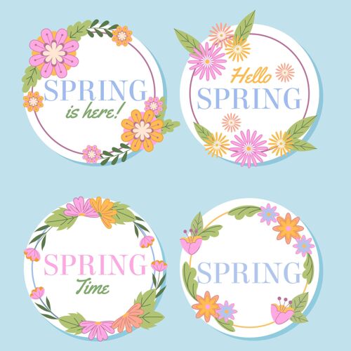 平面设计春季标签系列收藏你好春天标签