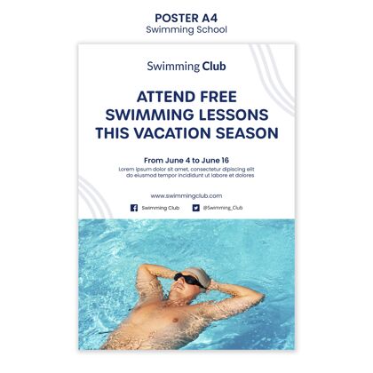 假期游泳学校海报模板打印模板假期季节