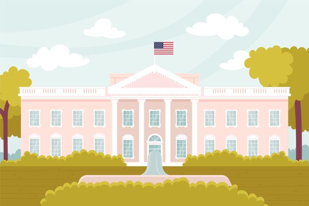 工作场所白宫平面设计插画白宫住宅美国