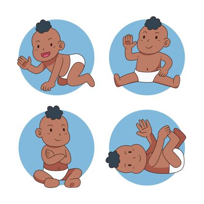 可爱卡通黑宝贝系列收集婴儿插图
