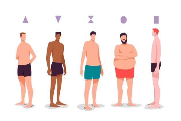 多样性手绘的男性体型插画男性身体多样性