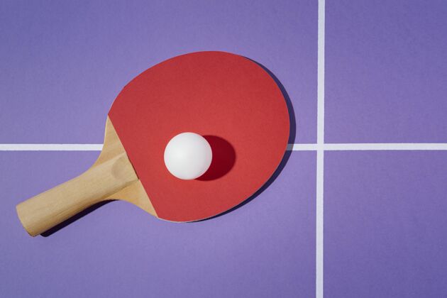 调色板上图：乒乓球拍上的球简单平铺顶视图