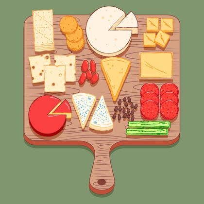 食物手绘奶酪板分类美食奶酪板