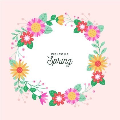 开花平面设计春季花框春天春天自然