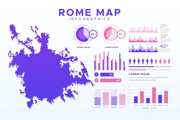 市场营销渐变罗马地图信息图过程图表图形