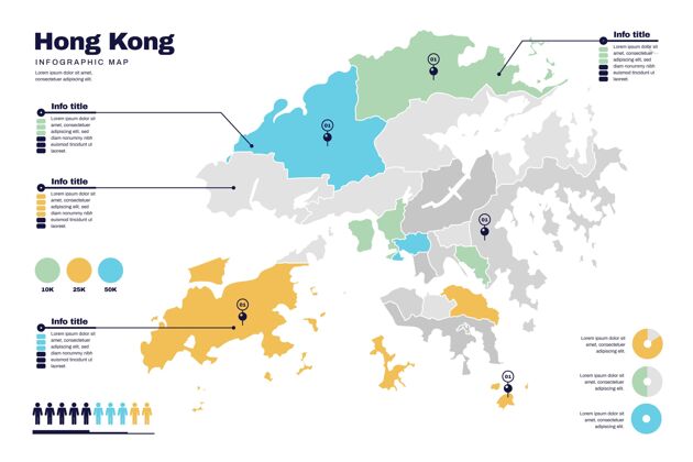 信息图表平面香港地图信息图形地图图形模板