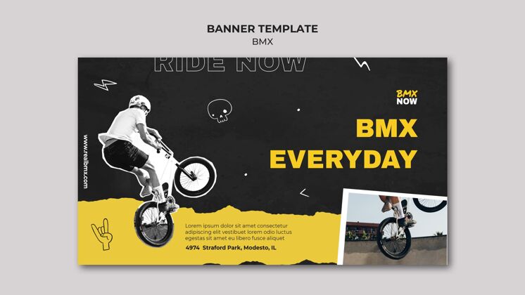 男人横幅bmx自行车与男子和自行车活动网页模板自行车