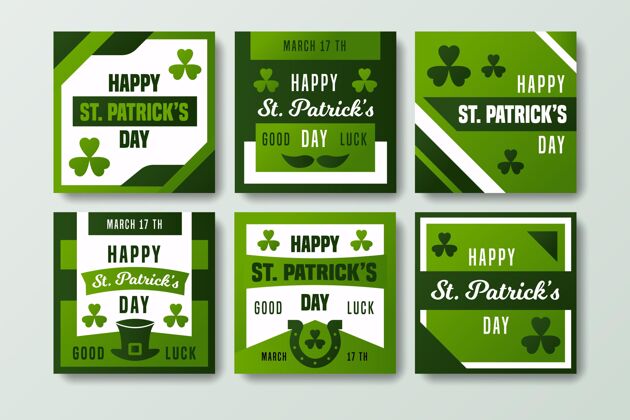 幸运平面设计圣帕特里克节instagram帖子平面设计爱尔兰节日
