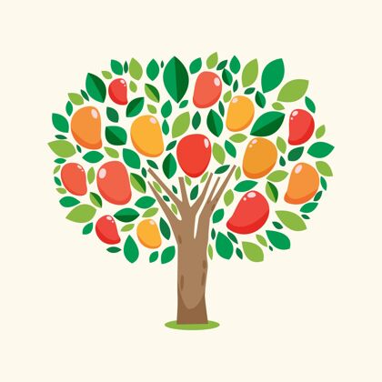 水果平面设计芒果树插图营养美味美味