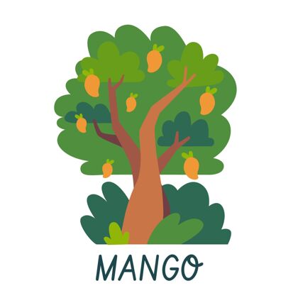 果汁平面设计芒果树标志模板异国情调可口刷新
