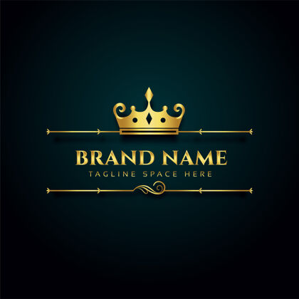 豪华豪华品牌标志 金色皇冠设计缩写头饰国王