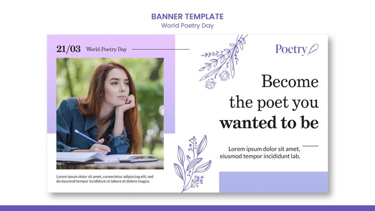 诗歌世界诗歌日概念横幅模板网页模板阅读日