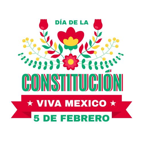 爱国主义墨西哥宪法日平面图平面庆祝墨西哥