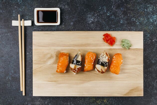 食物平铺日本寿司传统美食寿司