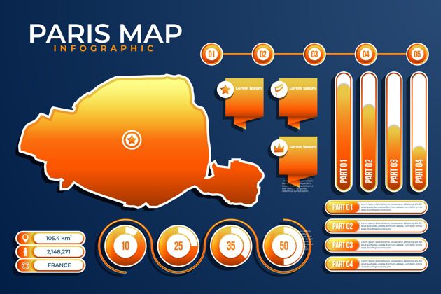 数据渐变巴黎地图信息图信息演变信息