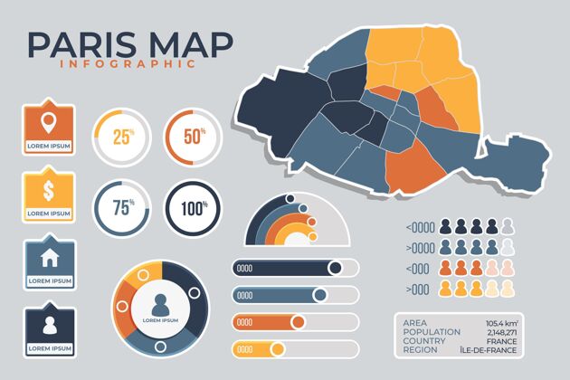 信息图平面巴黎地图信息图信息信息巴黎