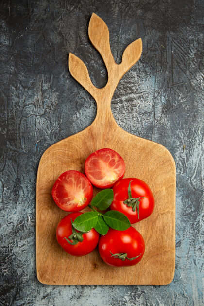 蔬菜顶视图新鲜的红色西红柿顶部西红柿剪刀