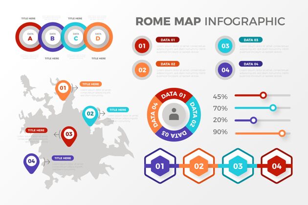 人平面设计中的罗马地图信息图信息过程数据