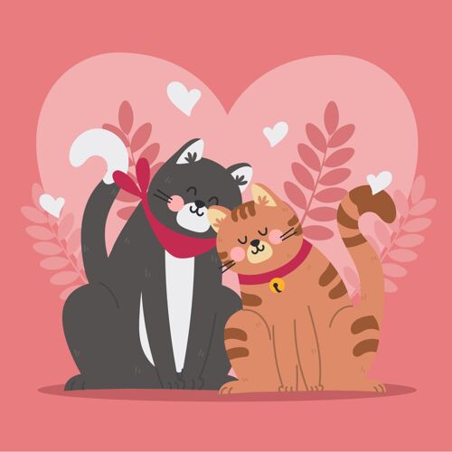 爱可爱的情人节动物情侣浪漫庆祝天