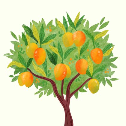 树芒果树水彩插画水彩画饮食美味