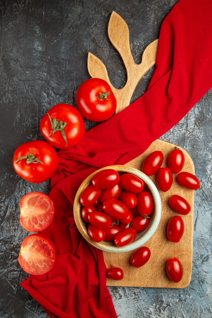 樱桃番茄顶视图新鲜的红色西红柿健康番茄蔬菜