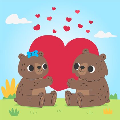 浪漫可爱的情人节熊情侣情人节动物情人节