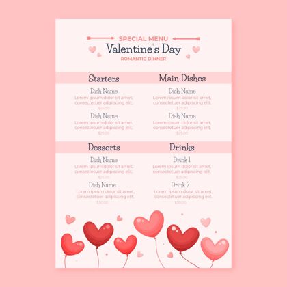 情人节平面设计情人节菜单模板情人节情人节打印