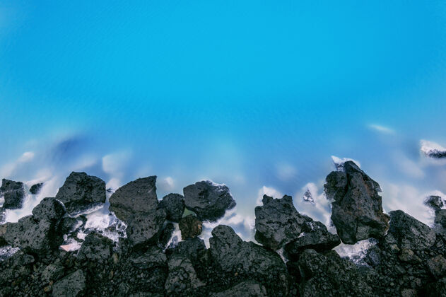 寒冷冰岛的蓝色泻湖空环境冰岛