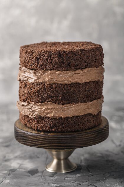 巧克力蛋糕美味巧克力蛋糕概念正面图正面巧克力美味