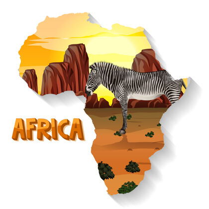 非洲地图上有非洲野生动物植物环境本地