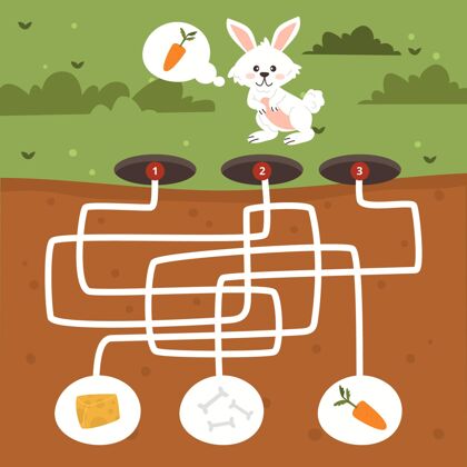 早期为孩子们准备了兔子和食物早期教育教学资源