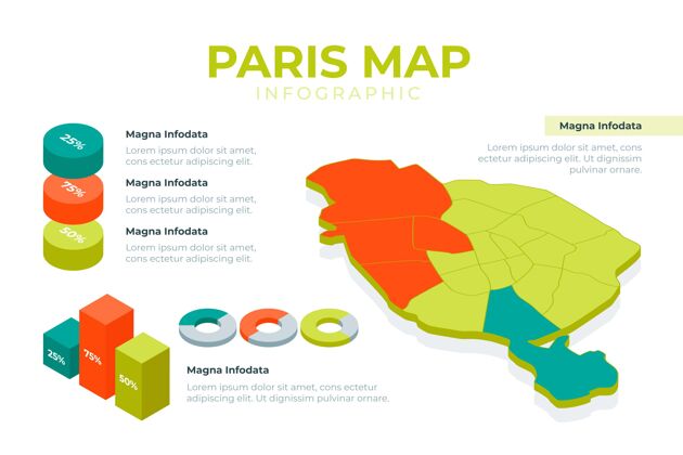 模板等距巴黎地图信息图信息国家过程