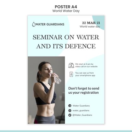 网页模板世界水日概念海报模板健活方式营养生活方式