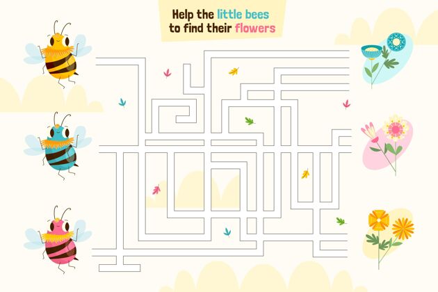 教育者有蜜蜂和花的孩子们的迷宫活动孩子早期