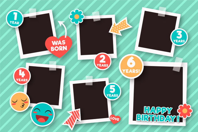 生日快乐生日拼贴框架收集在平面设计拼贴聚会年货