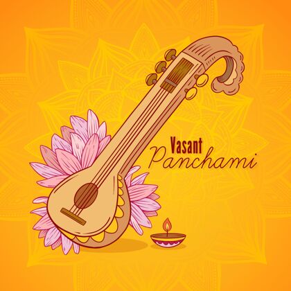 乐器瓦桑·潘查米节日乐器手绘普贾瓦桑潘查米
