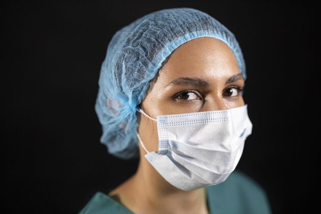 医疗特写戴面罩的医生设备健康医疗