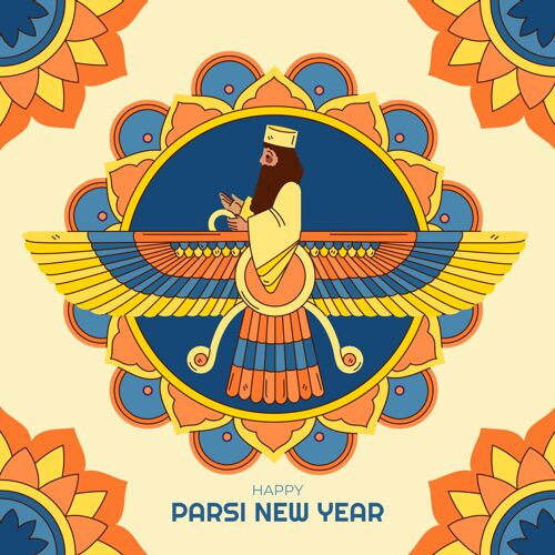 庆祝手绘帕西新年插画贺卡活动新年