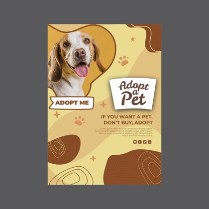 宠物采用宠物海报模板可爱准备印刷准备