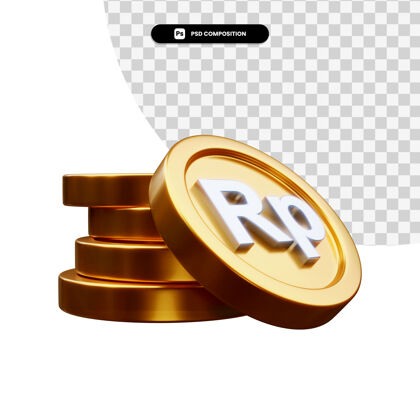渲染一堆金币在3d渲染隔离3d货币商业