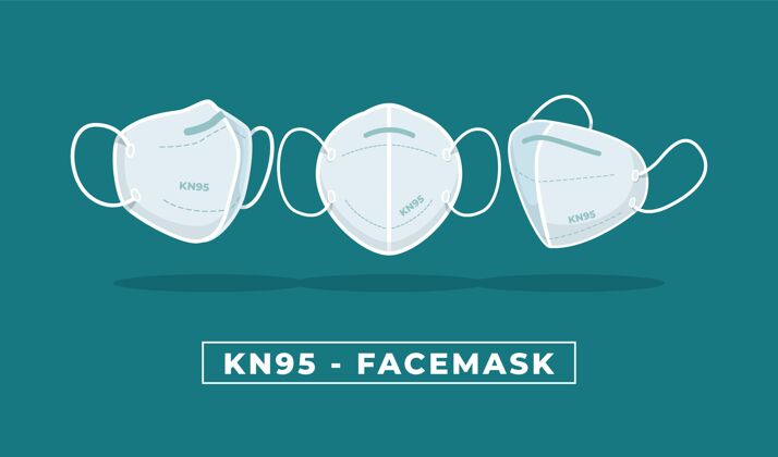 外科面罩不同视角的kn95面膜平面设计Ncov医疗平面设计