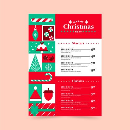 十二月平面设计圣诞菜单模板节日文化平面设计