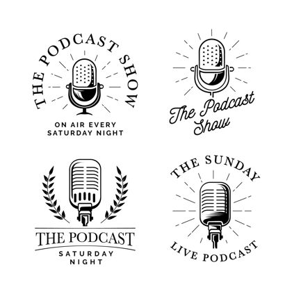收藏复古podcastlogo系列观众娱乐收音机