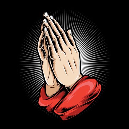 卡通祈祷之手标志插图希望祈祷祈祷