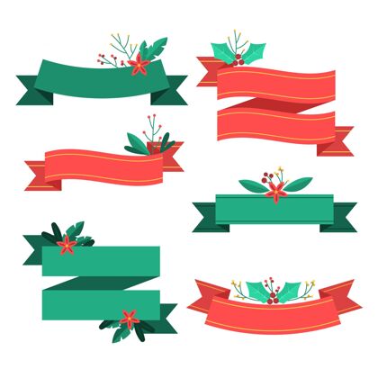 十二月平面设计圣诞丝带系列丝带文化季节